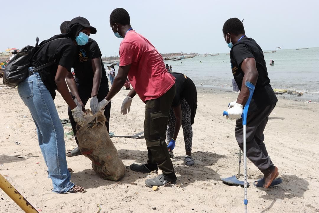 An SMF program participant on crutches taking part in a community activity
